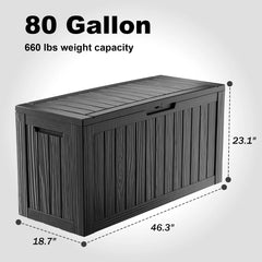 80 Gallon Resin Deck Box, Lockable Patio Outdoor Storage Box for Furniture, Garden Tools and Tools Storage, Waterproof outside Storage Boxes