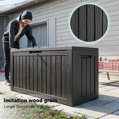 80 Gallon Resin Deck Box, Lockable Patio Outdoor Storage Box for Furniture, Garden Tools and Tools Storage, Waterproof outside Storage Boxes