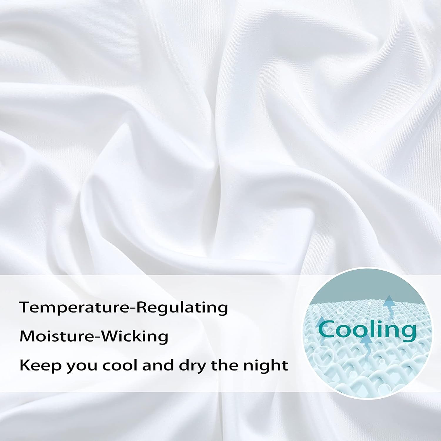 Bed Sheets and Pillowcase Set Rayon Derived from Bamboo, Cool Sheets for Hot Sleepers, 3 PCS Bedding Sheets with 16 Inch Deep Pocket Fitted Sheet, 1 Flat Sheet, 1 Pillowcase (White, Twin)