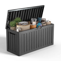 80 Gallon Resin Deck Box, Lockable Patio Outdoor Storage Box for Furniture, Garden Tools and Tools Storage, Waterproof outside Storage Boxes