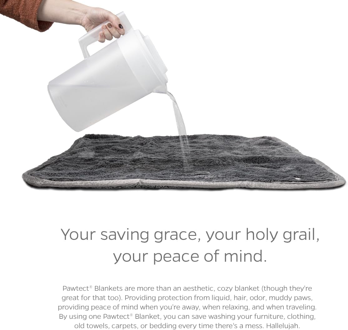 Pawtect Premium Waterproof Cat & Dog Blanket with Wickquick & Sherpup Technology, Puppy & Cat Blanket, Slate 32X40