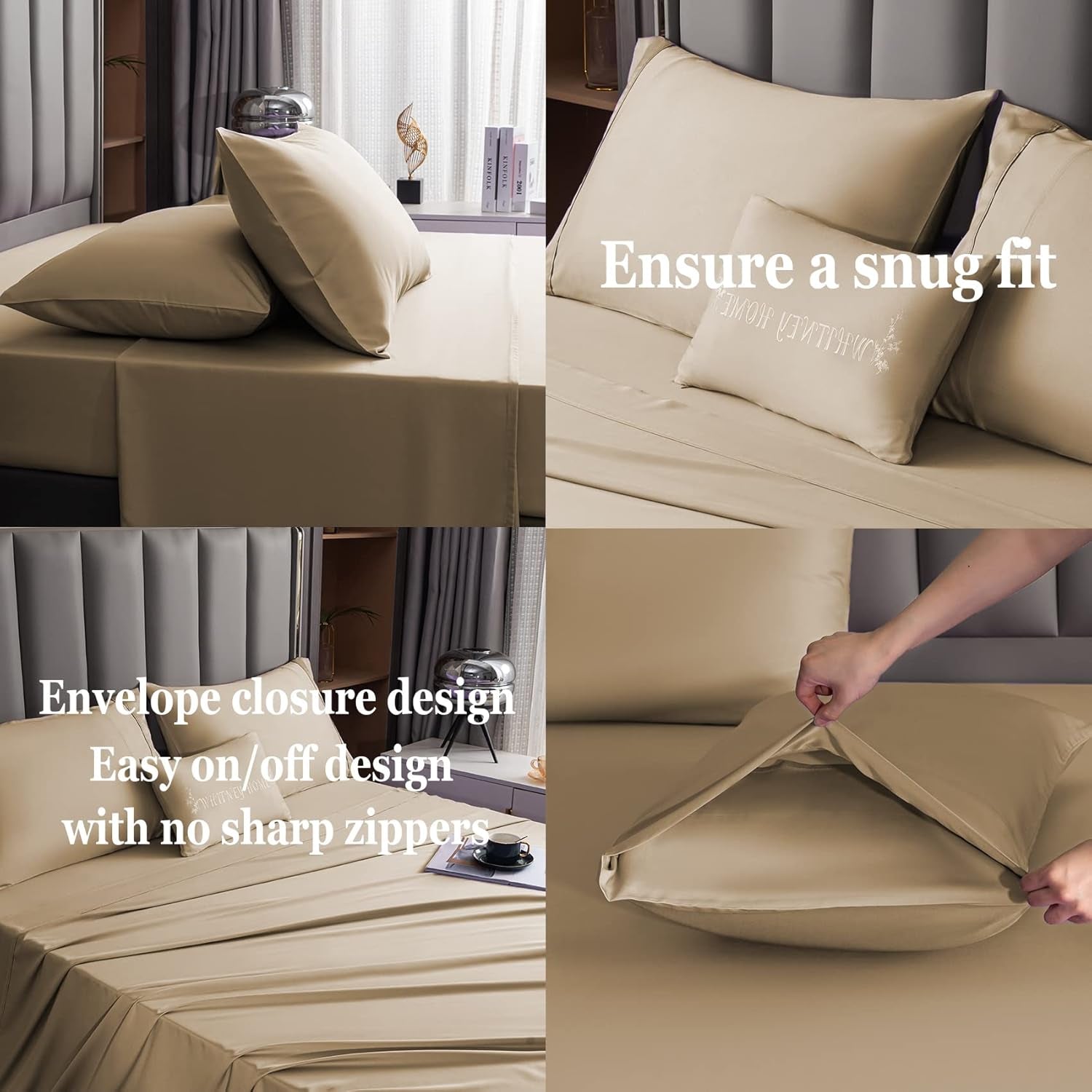 Queen Size Sheet Set - Rayon Derived from Bamboo, Luxury Cooling Bed Sheets, 16" Extra Deep Pocket, Soft & Breathable Hotel Bedding Sheets and Pillowcases Sets