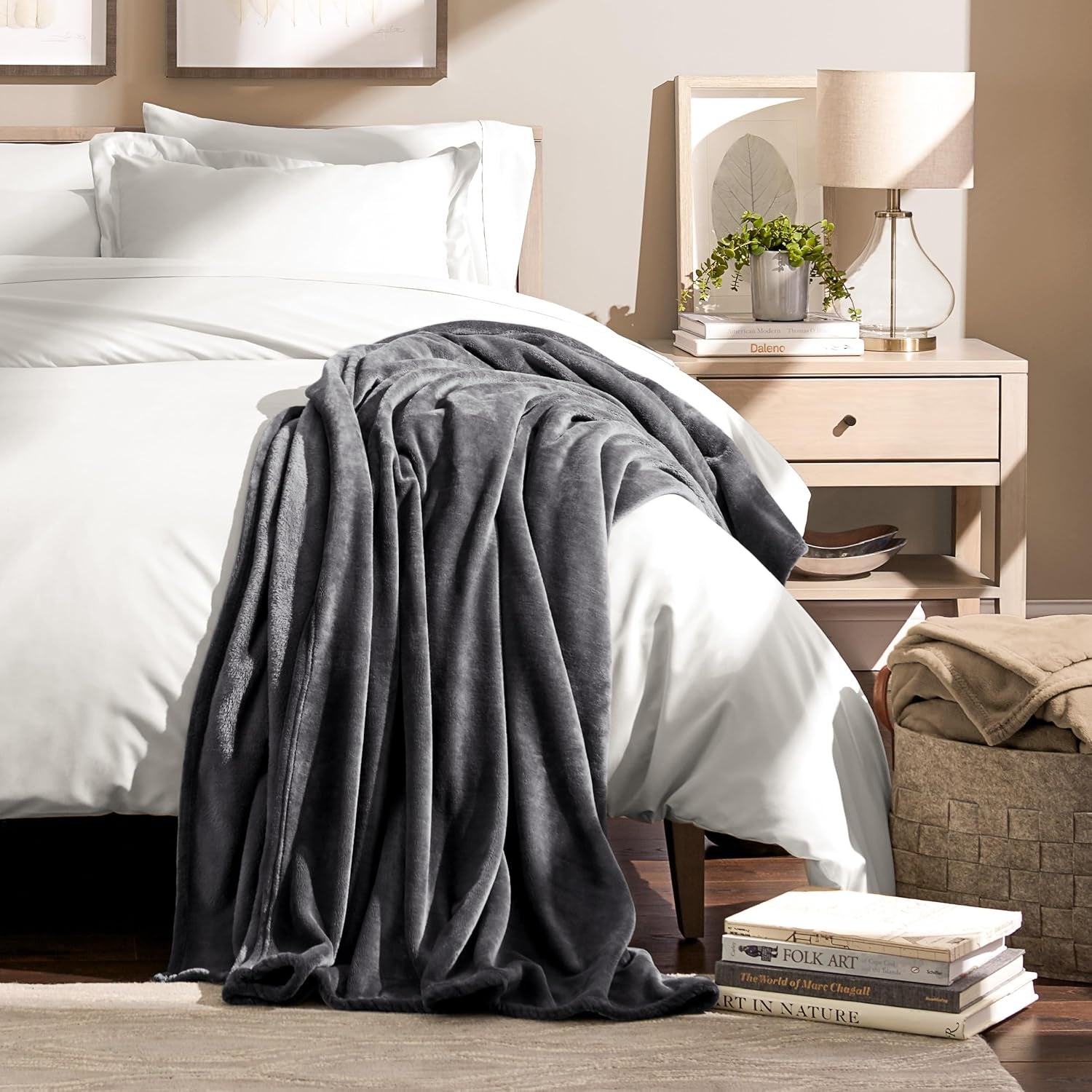 Fleece Blanket - King Size - Ultra-Soft Lightweight for Bed, Sofa, and Couch - Luxury Microplush - Cozy Warm Blanket (King, Grey)