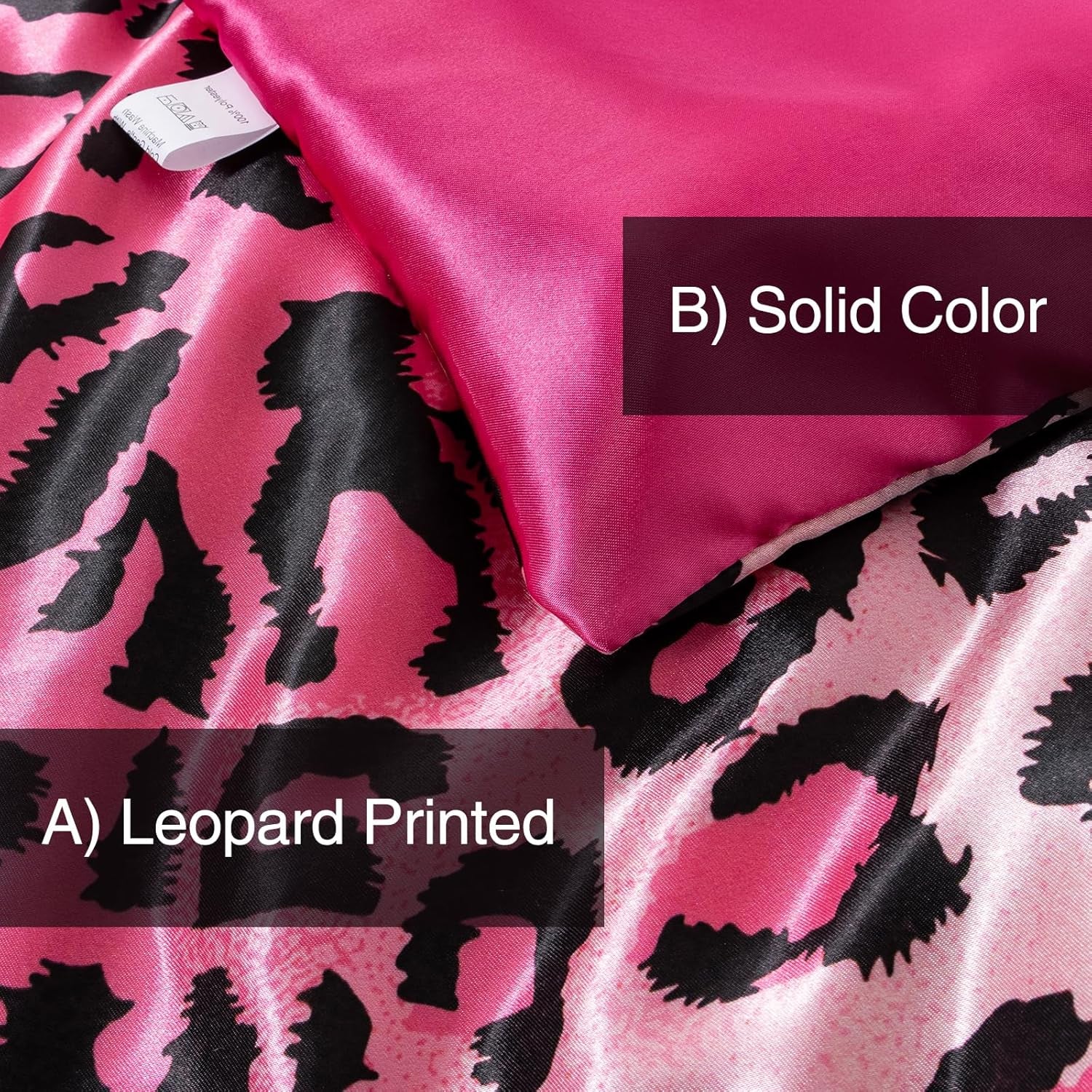 Leopard Printed，Satin Silky Soft Quilt Sexy Luxury Super Soft Microfiber Comforter Quilt Bedding Comforter Set Full/Queen, Light Weighted (Pink, Queen(88-By-88-Inches))