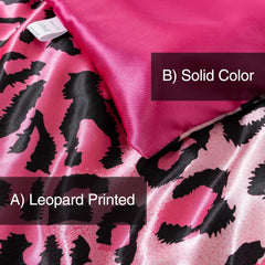 Leopard Printed，Satin Silky Soft Quilt Sexy Luxury Super Soft Microfiber Comforter Quilt Bedding Comforter Set Full/Queen, Light Weighted (Pink, Queen(88-By-88-Inches))