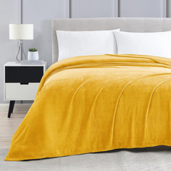 Flannel Fleece Blanket Throw Size Yellow Throw Blanket for Couch, Extra Soft Double Side Fuzzy Plush Fall Blanket, Fluffy Cozy Blanket for Adults Kids or Pet (Lightweight,Non Shedding)