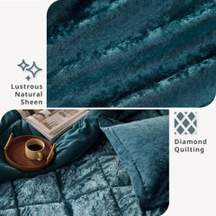 Isabel (4-Piece) Teal Polyester King/California King Velvet Comforter Set with Throw Pillow