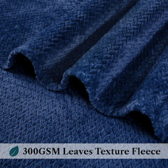 Soft Fleece Navy Blue Throw Blanket for Couch, Lightweight Plush Warm Blankets for Bed, Fuzzy Cozy Flannel Blanket Throw for Sofa, Travel, Jacquard Pattern, Navy Blue, 50X60 Inch