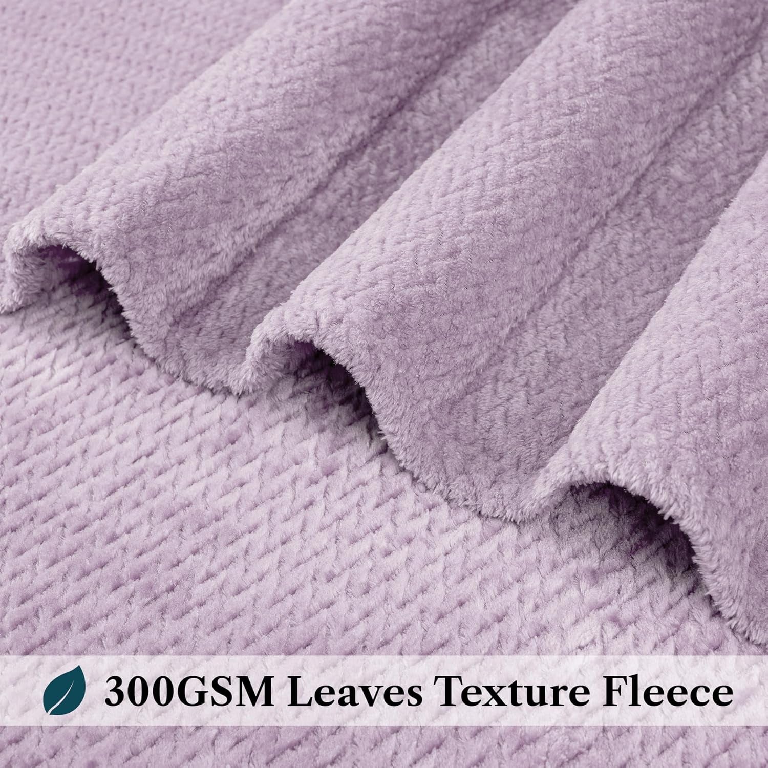Soft Fleece Lavender Lilac Throw Blanket for Couch, Lightweight Plush Warm Blankets for Bed, Fuzzy Cozy Flannel Blanket Throw for Sofa, Travel, Jacquard Pattern, Light Purple, 50X60 Inch